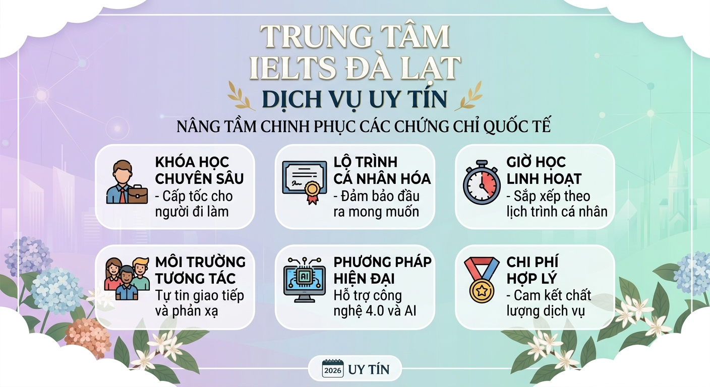 trung tâm IELTS Đà Lạt cho người đi làm uy tín