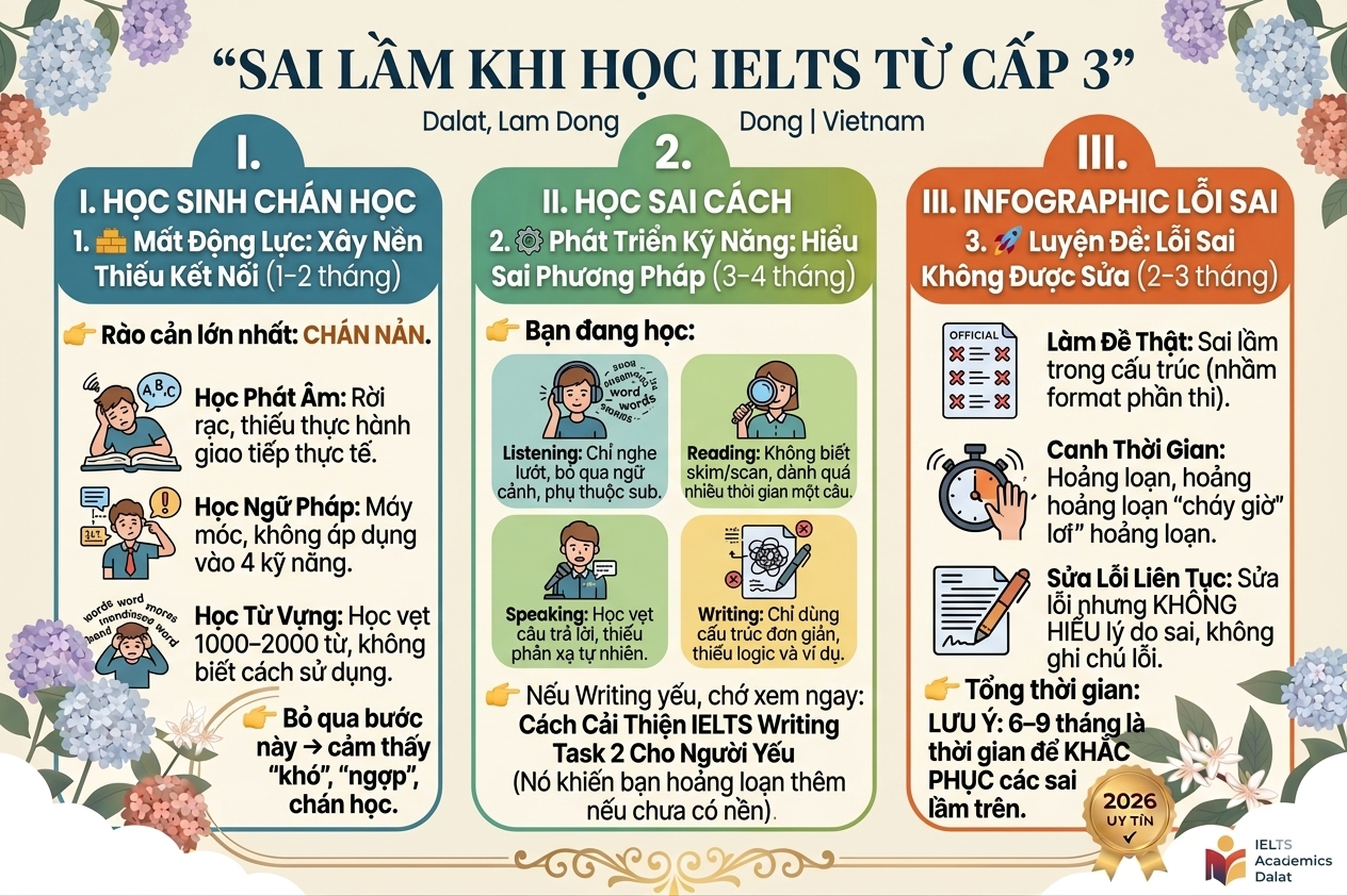 sai lầm khi học IELTS từ cấp 3 khiến không lên band