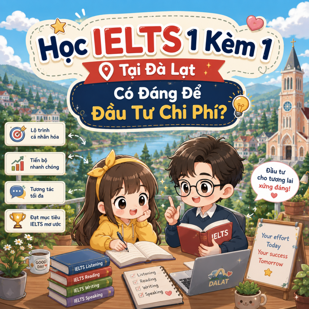 Học IELTS 1 kèm 1 tại Đà Lạt – Có đáng để đầu tư? [Mới 2026]