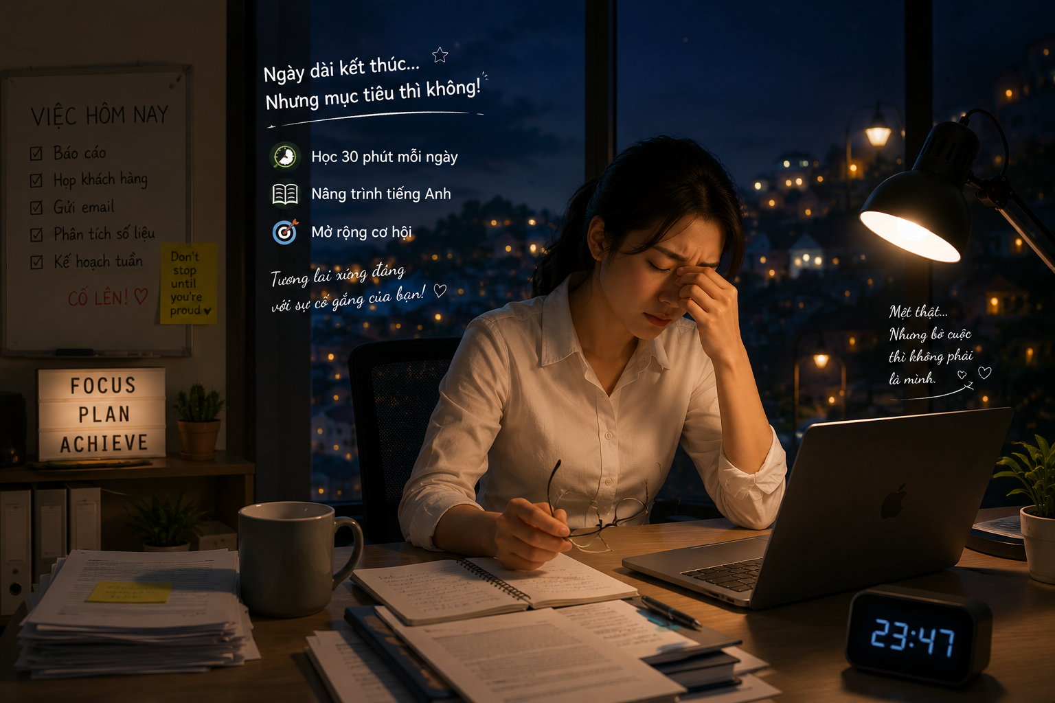 người đi làm học tiếng Anh buổi tối ở Đà Lạt
