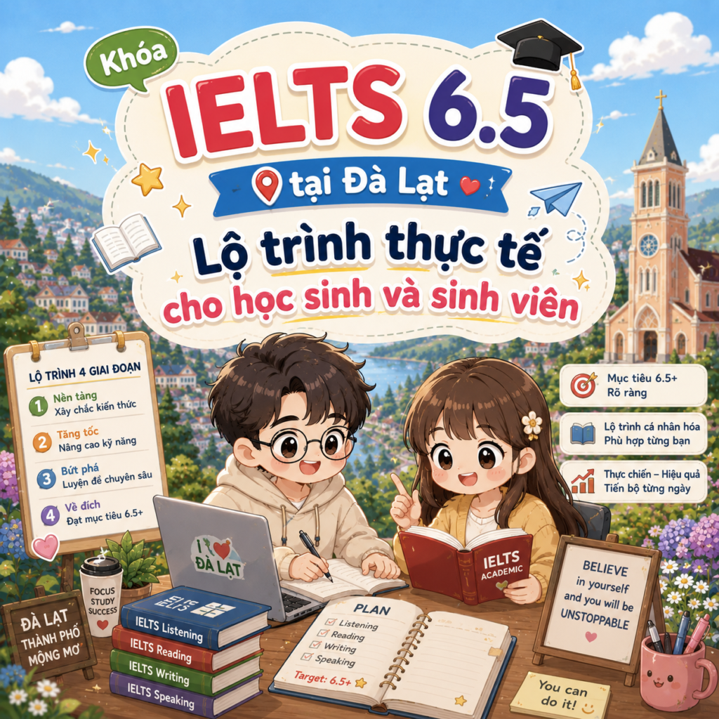Khóa IELTS 6.5 Tại Đà Lạt: Lộ Trình Thực Tế Cho Học Sinh Sinh Viên