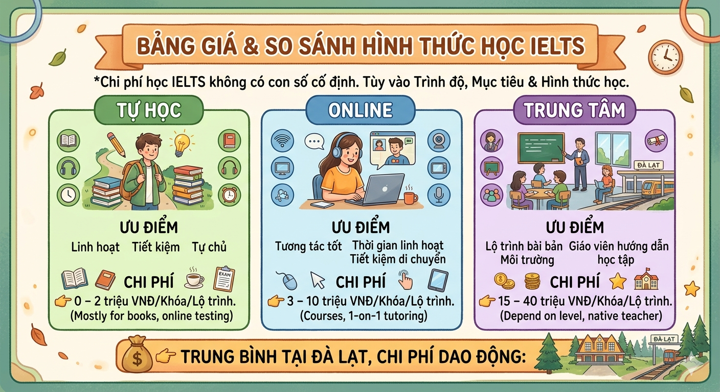 chi phí học ielts cấp 3 tại đà lạt