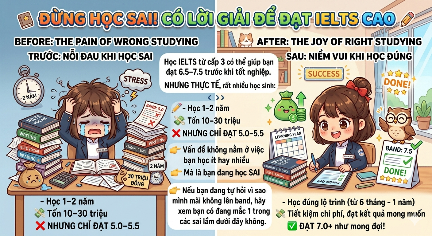 học ielts cấp 3 sai phương pháp không hiểu bài