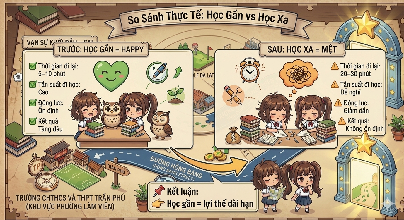so sánh học trung tâm tiếng Anh gần Phường Lâm Viên và học xa