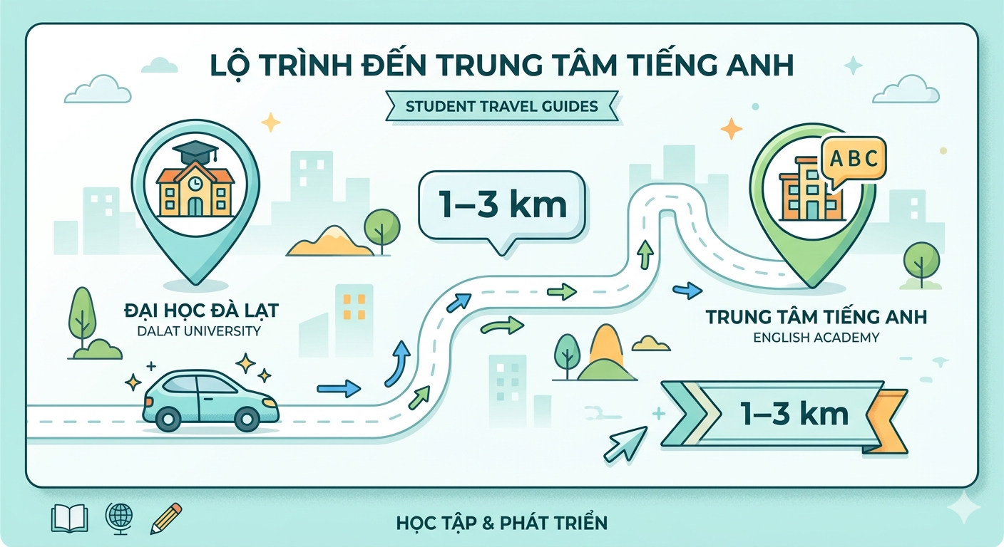 khoảng cách học tiếng Anh gần Đại học Đà Lạt