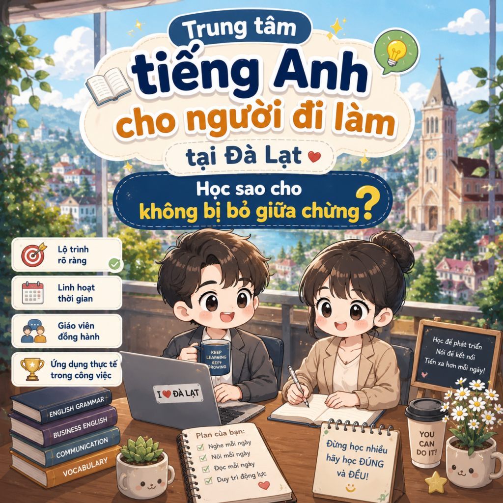 Trung Tâm Tiếng Anh Cho Người Đi Làm Đà Lạt 2026 – Học Sao Cho Không Bỏ Giữa Chừng?