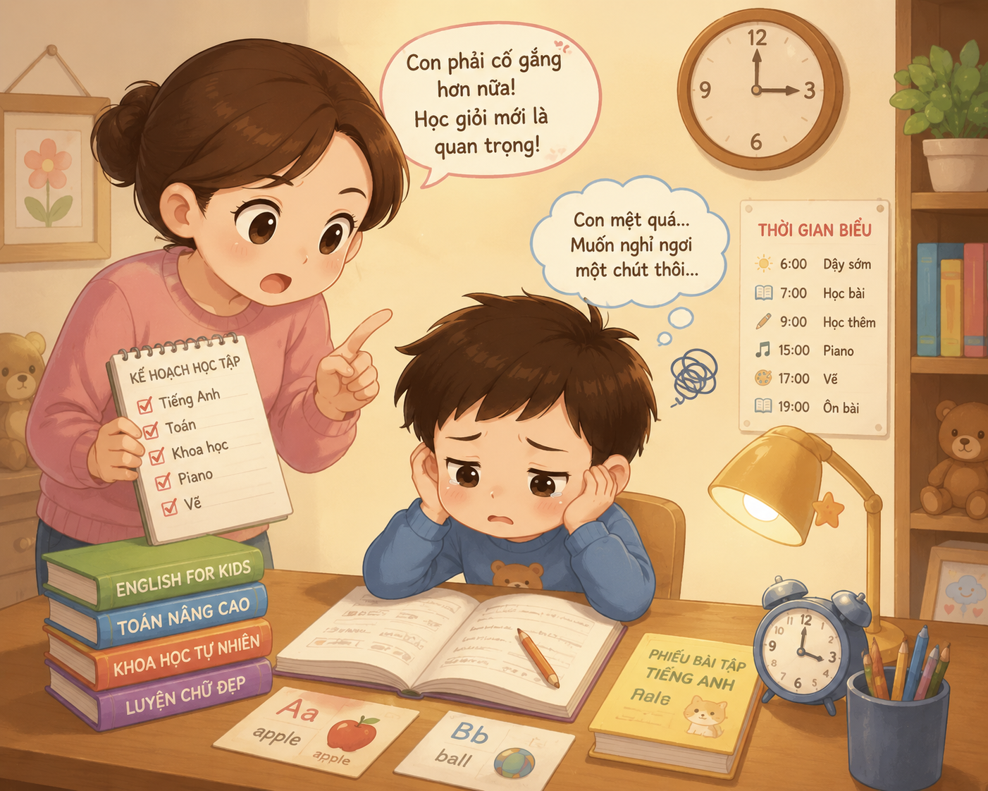 Sai lầm khi cho trẻ học tiếng Anh quá áp lực