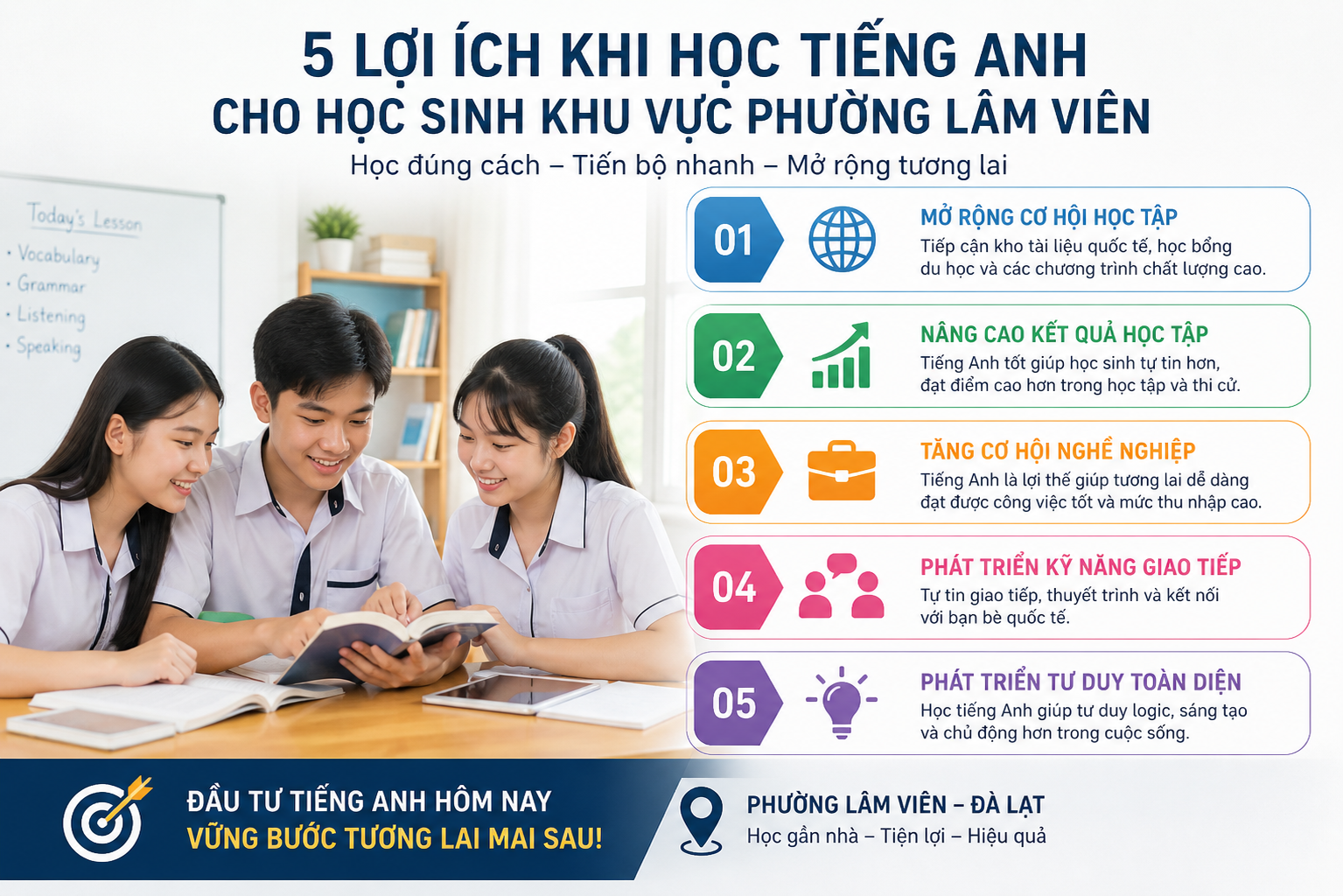 Cách xây nền học tiếng Anh cho học sinh khu vực Phường Lâm Viên