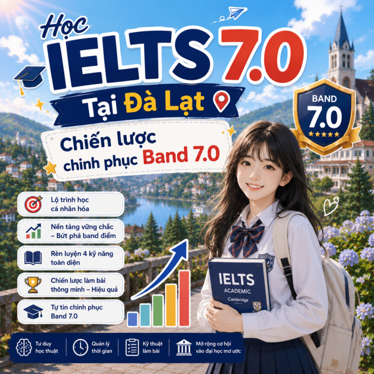 Học IELTS 7.0 Đà Lạt – Lộ Trình Cho Học Sinh Khá Bứt Phá