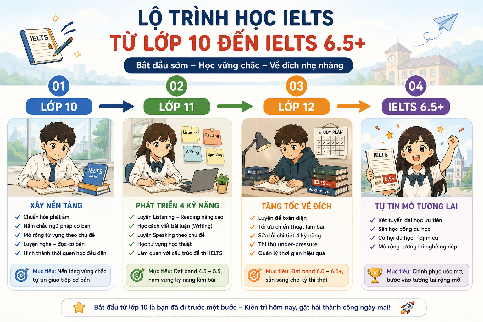 Học IELTS lớp 10 tại Đà Lạt với lộ trình đạt IELTS 6.5 trước lớp 12