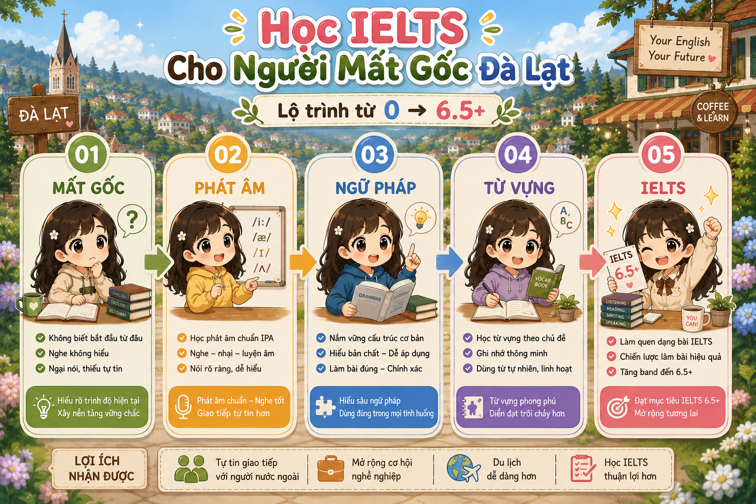 Lộ trình học IELTS cho người mất gốc Đà Lạt từ phát âm đến IELTS