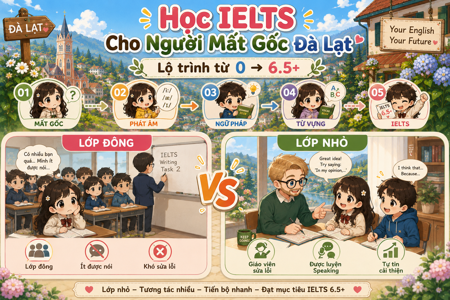 Học IELTS từ con số 0 tại Đà Lạt với giáo viên hướng dẫn