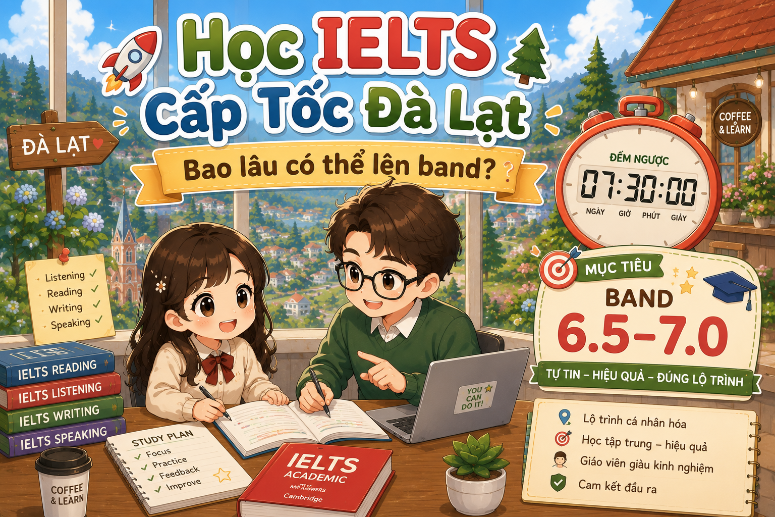 Học IELTS cấp tốc Đà Lạt với lộ trình tăng band hiệu quả