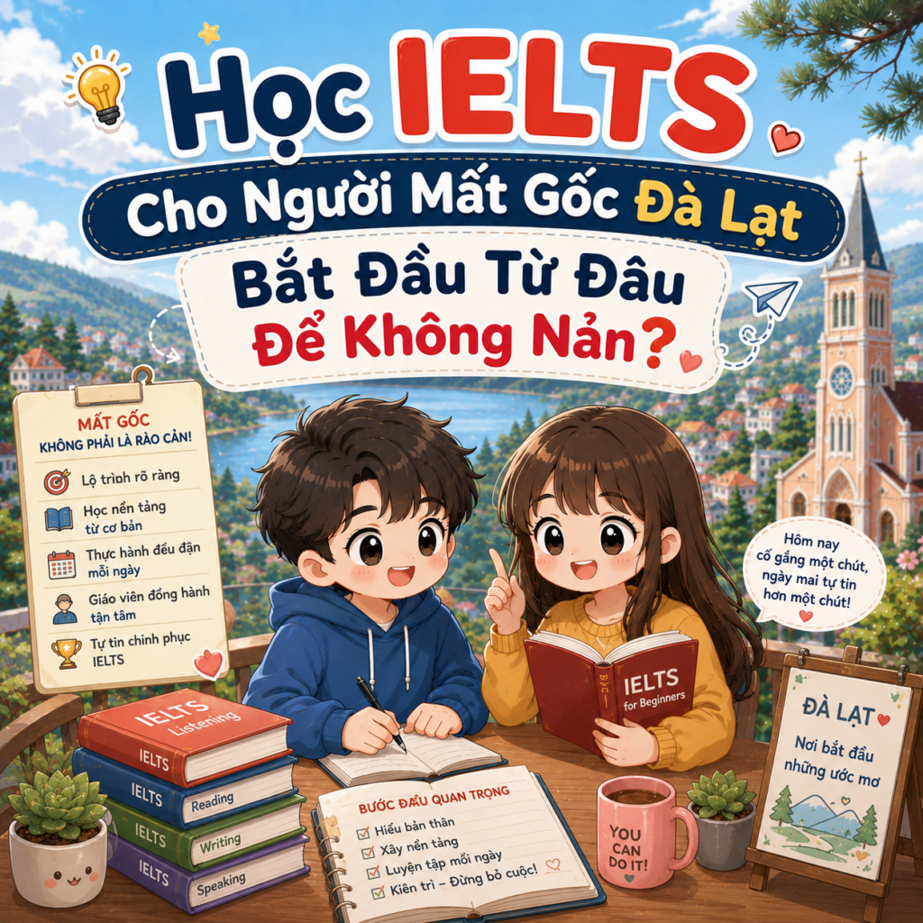 Học IELTS Cho Người Mất Gốc Đà Lạt – Bắt Đầu Từ Đâu Để Không Nản? [MỚI 2026]