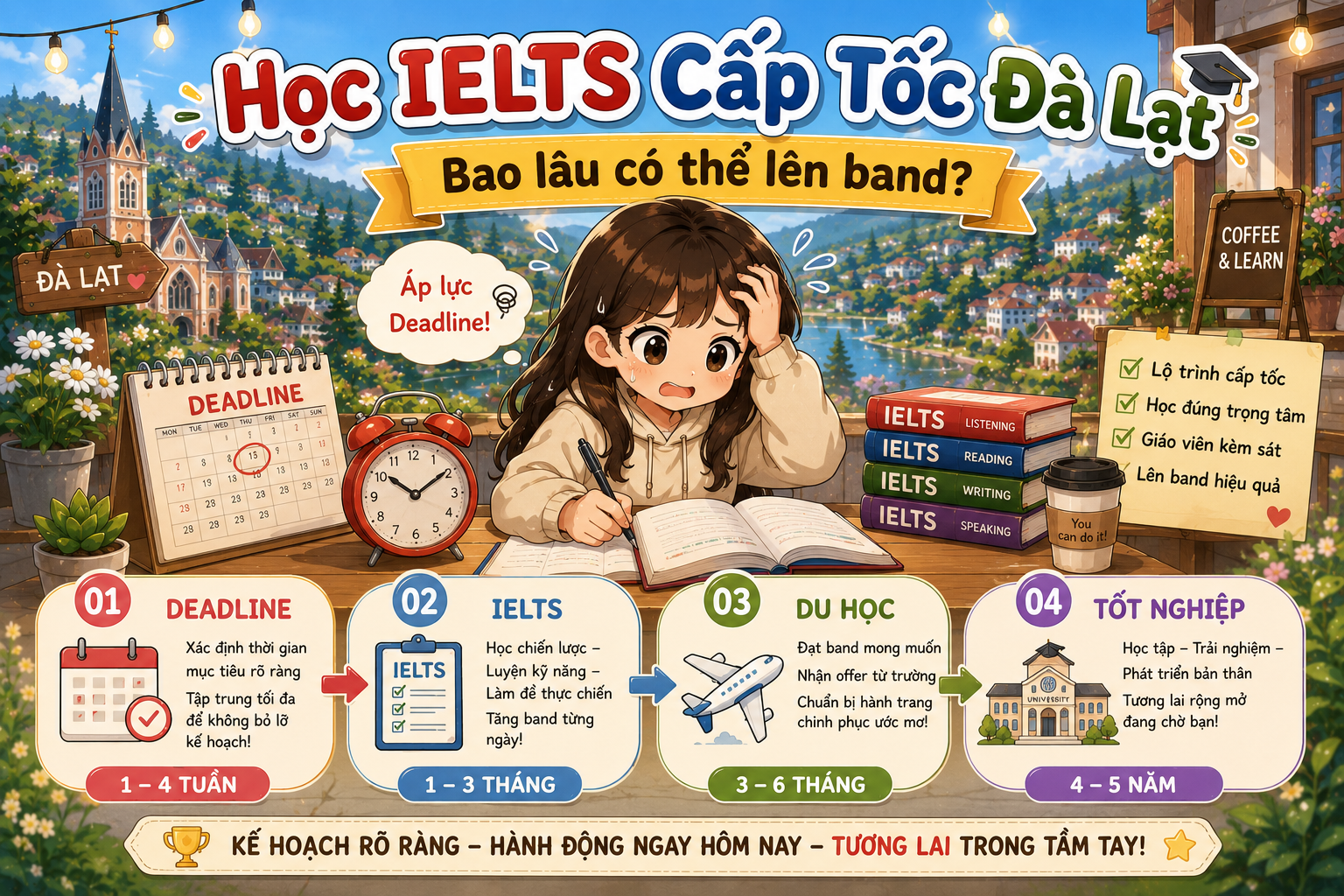 Áp lực deadline khi học IELTS cấp tốc tại Đà Lạt để kịp du học và tốt nghiệp
