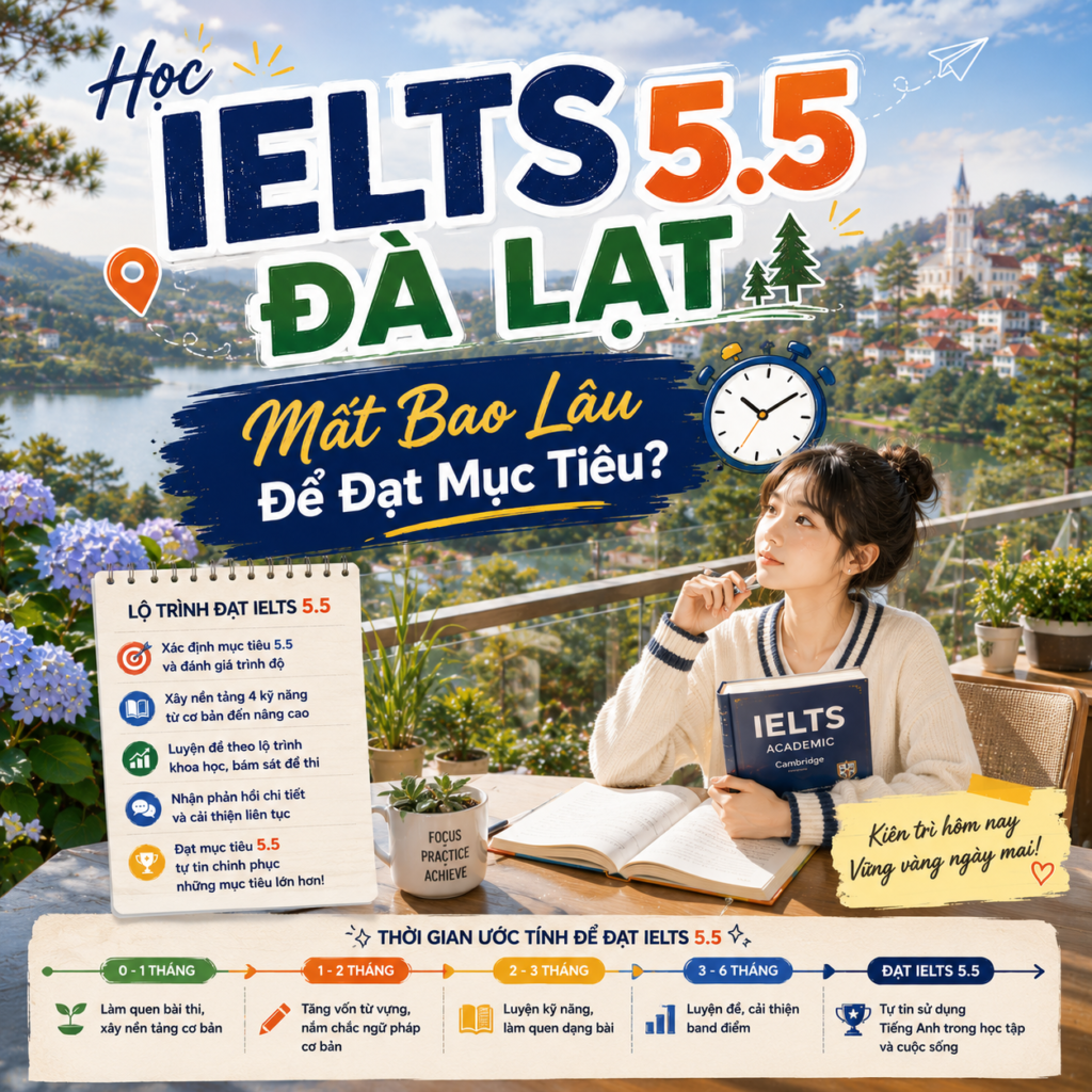Học IELTS 5.5 Đà Lạt – Mất Bao Lâu Để Đạt Mục Tiêu?