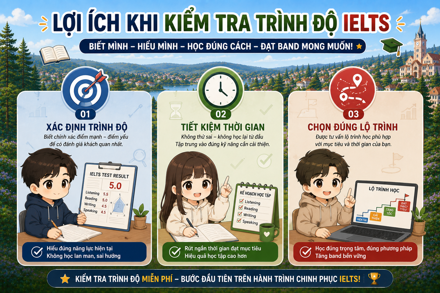 Lợi ích khi test IELTS miễn phí Đà Lạt trước khi đăng ký khóa học