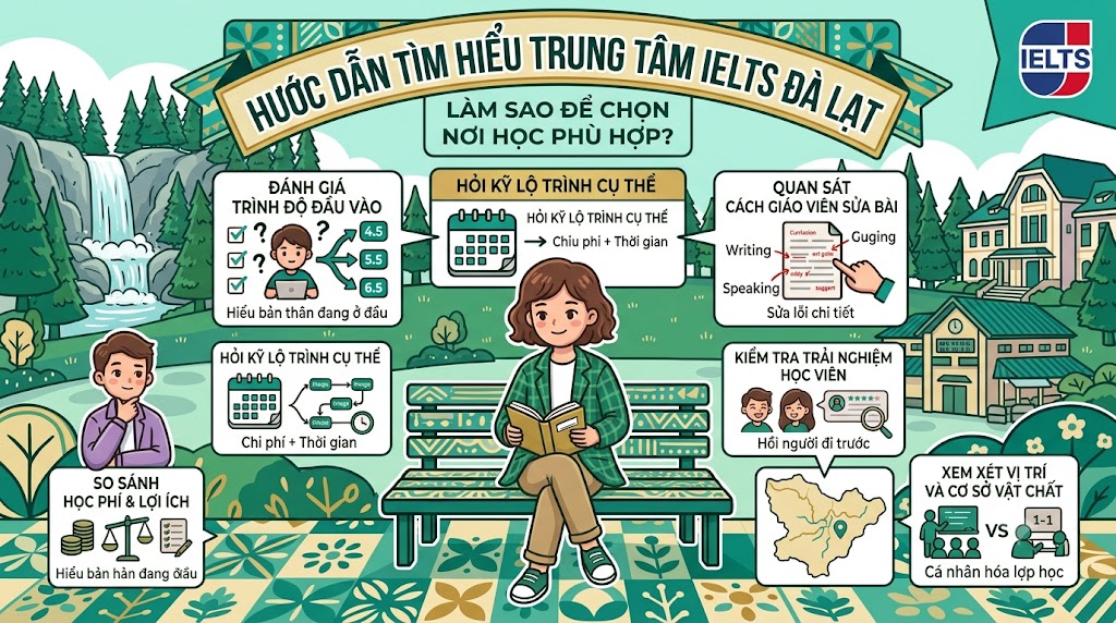 Review top các trung tâm luyện thi IELTS tốt nhất tại Đà Lạt năm 2024.