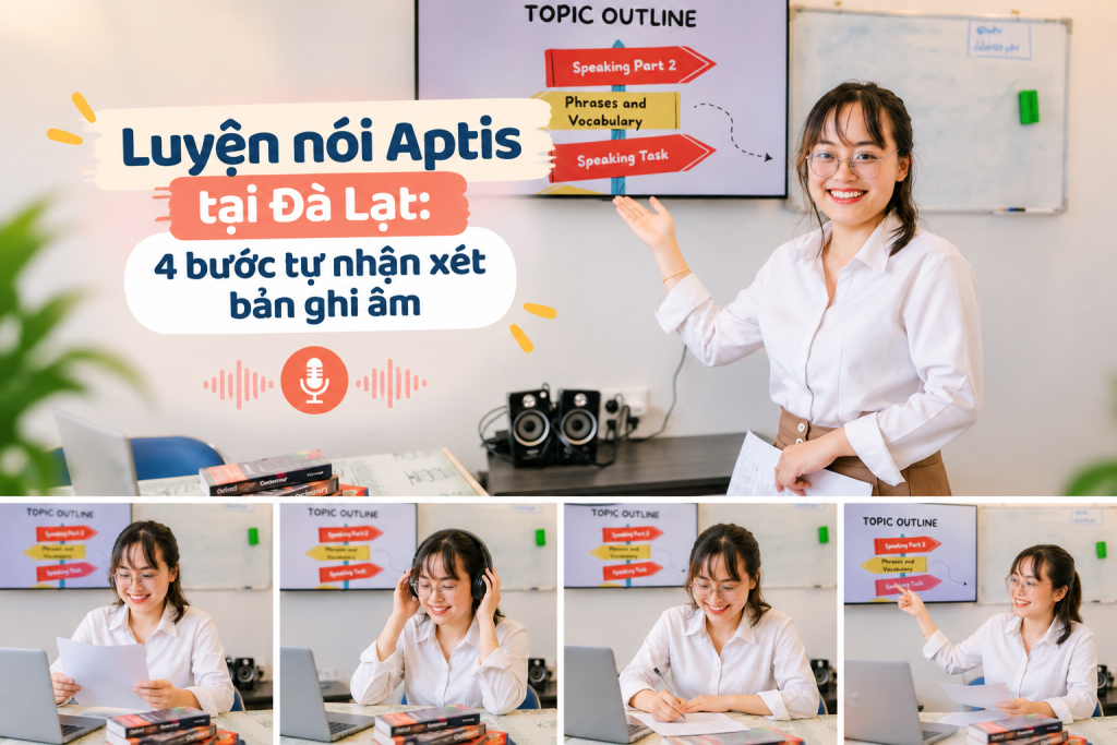 Luyện nói Aptis tại Đà Lạt: 4 bước tự nhận xét bản ghi âm